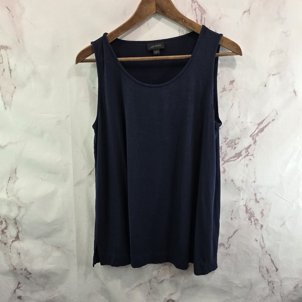 J Jill Shirt Womens Medium Navy Blue Tank Top Scoop Neck Wearever Tee T